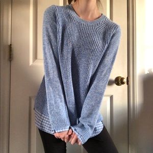 Blue layered knit sweater